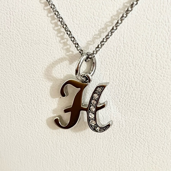 Like NEW!! Letter H Bling Juicy Couture Silver Tone Necklace - Picture 2 of 4